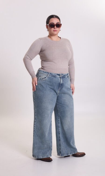 Wide leg curvy rigido con hebillas trasera regulable - Maxime