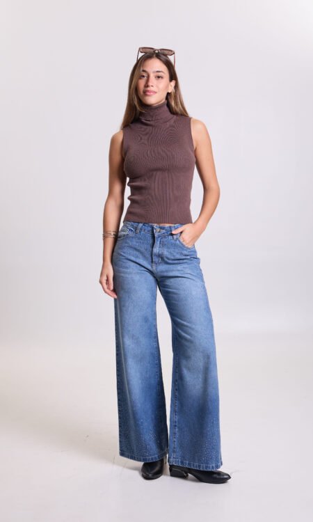 Wide leg rigido con stras - Misty