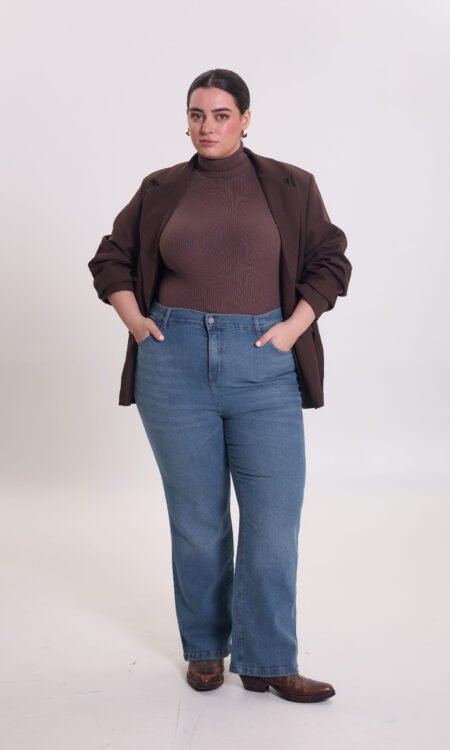 Recto curvy clásico rígido tiro alto azulino - Sideralcurvy