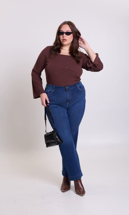 Recto curvy confort con alforza y ruedo grueso color azul - Muriel