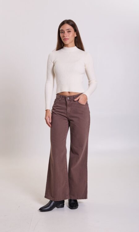 Wide leg rígido tiro alto chocolate - Ivyx