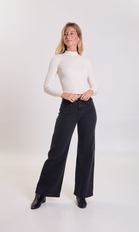 Wide leg confort tiro alto con bolsillos con tapita delanteros - Nairobi
