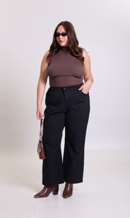 Recto curvy rígido clásico negro con elástico en cintura - Narel