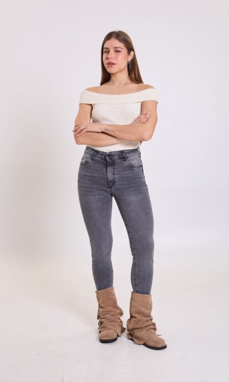 Skinny clásico color gris tiro alto - Sabri
