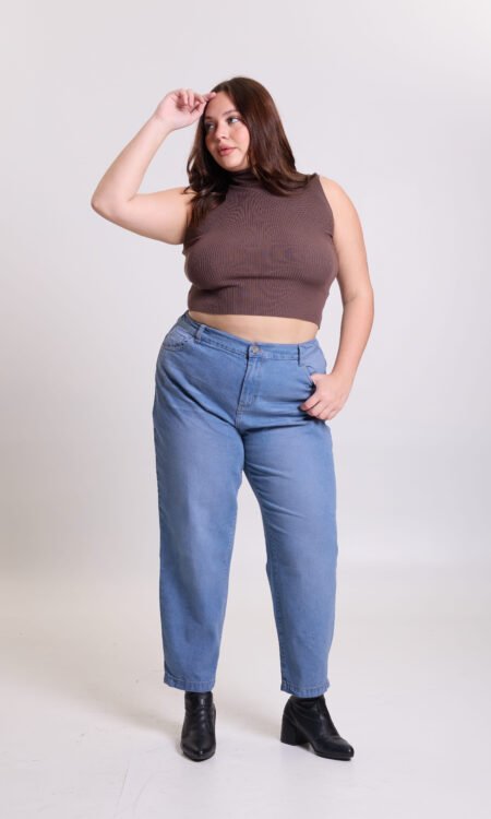 Mom curvy rígido tiro alto con elástico en cintura - Brina