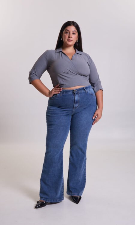 Oxford elastizado curvy azul - Ornellacurvy