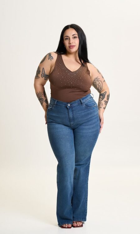 Oxford elastizado curvy azul - Ornellacurvy