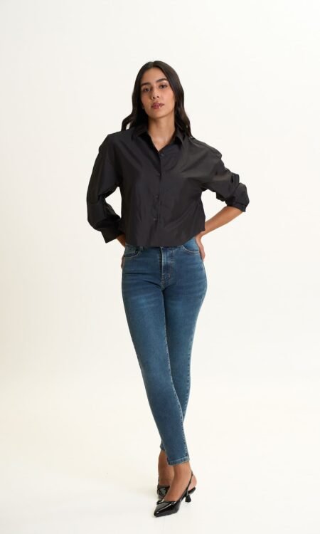 Skinny clásico color gris tiro alto - Nicole