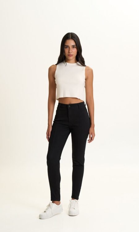 Skinny elastizado negro con costura diagonal - Houston