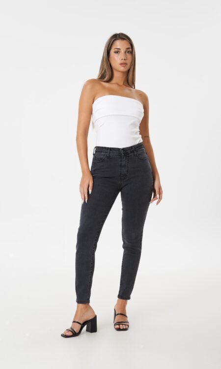 Skinny elastizado tiro alto gris - Puelo