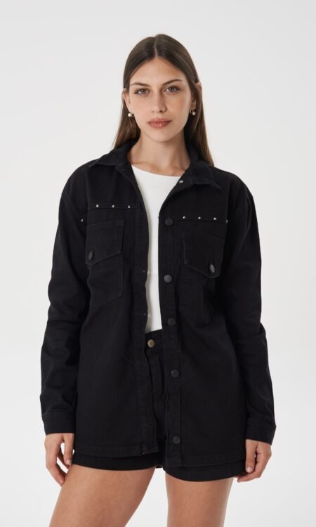 Camisaco rigido negro con tachas - Boston