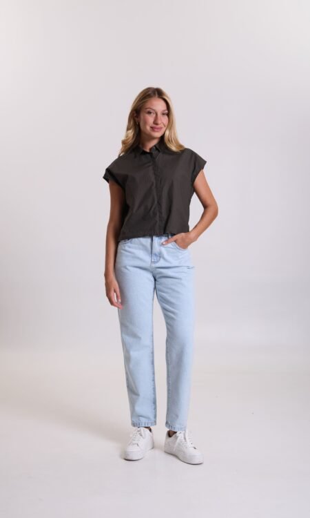 Mom fit rigido celeste - Wuca