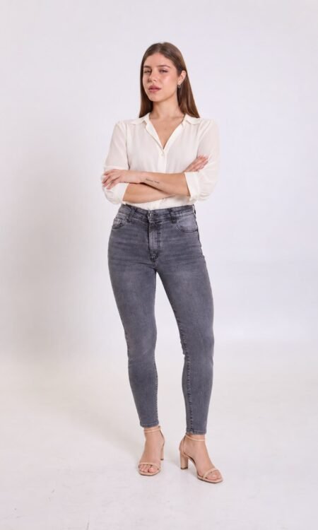 Skinny clásico color gris tiro alto - Sabri