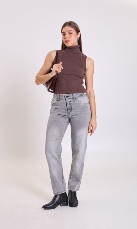 Mom fit clásico rígido gris - Vegas