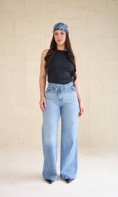 Wide leg rígido tiro alto con cintura cruzada - Ginger