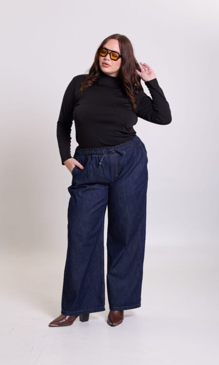 Palazzo curvy tiro alto color azul - Cleocurvy