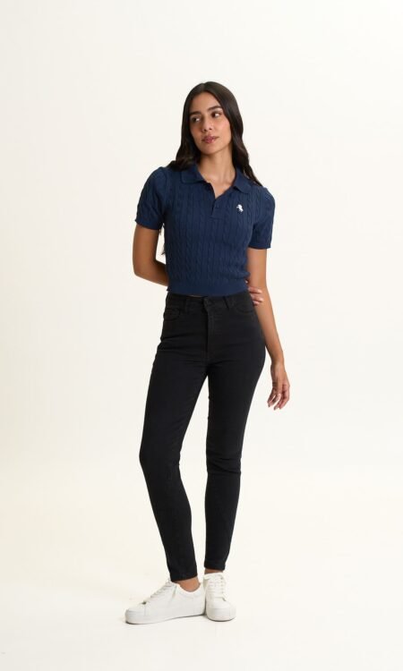 Skinny elastizado negro con costura diagonal - Glendale