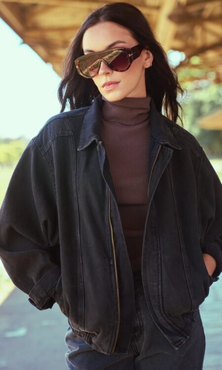 Campera bomber con elástico Negro - Romey
