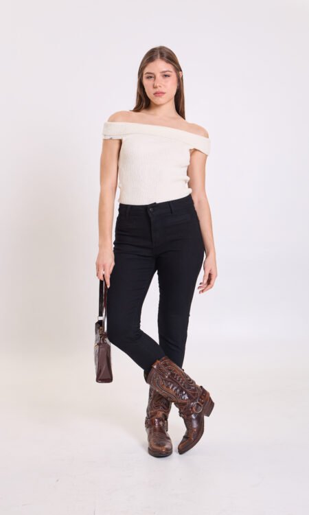 Skinny elastizado tiro alto con bolsillo ojal -  Adalyn