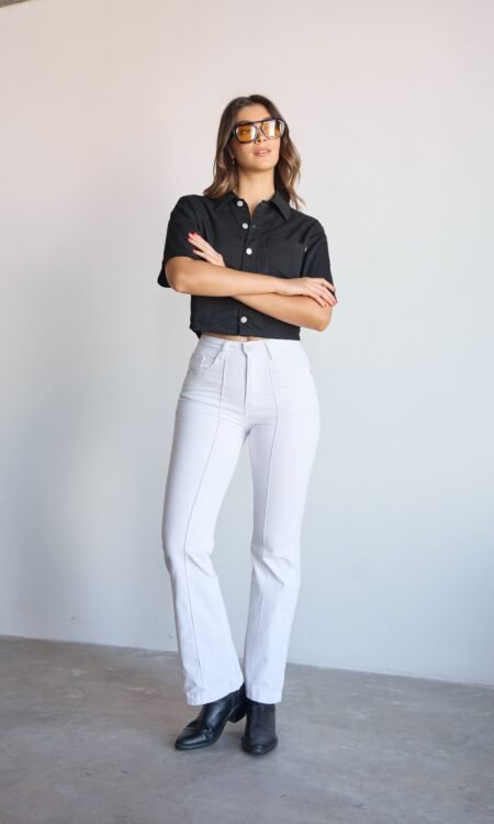 Oxford blanco con alforza y ruedo grueso - Amatista