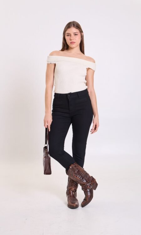 Skinny elastizado tiro alto con bolsillo ojal -  Adalyn