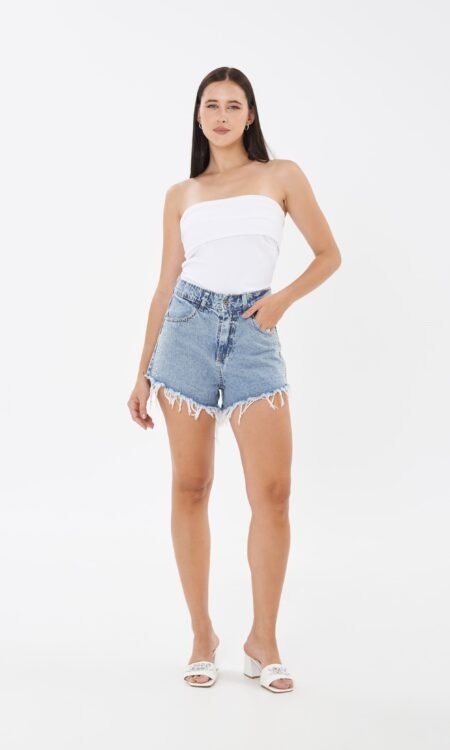Short rigido con stras y desflecado - calden