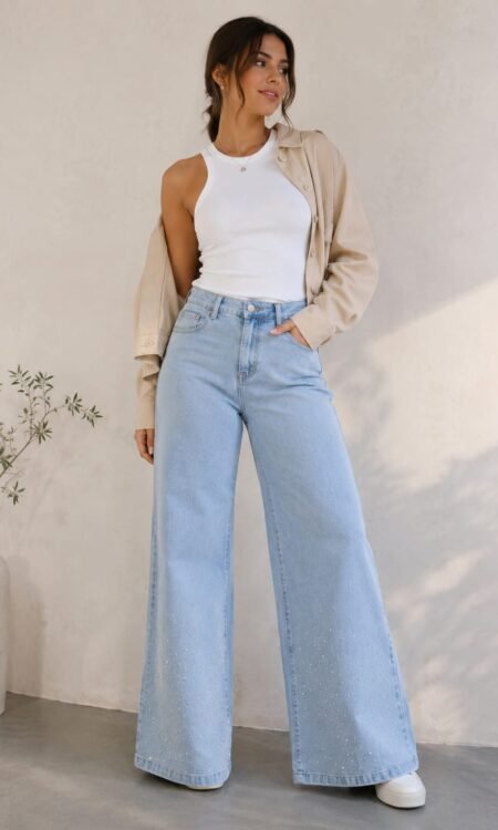 Wide leg rigido con stras - Maiyu