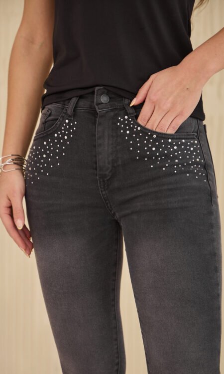 Skinny elastizado tiro alto con stras - Duna