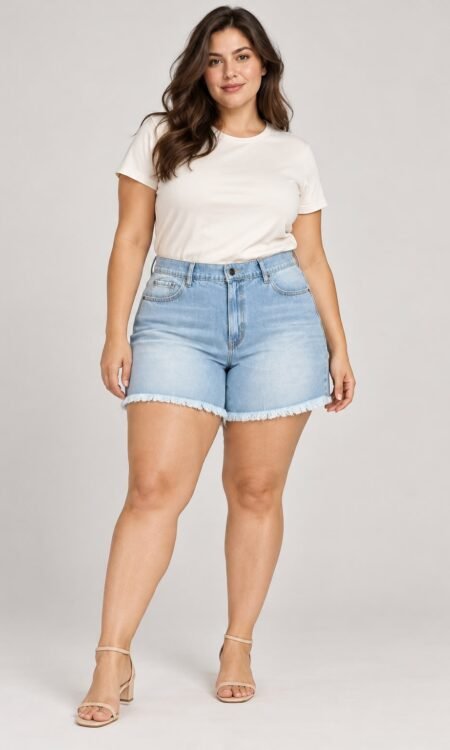 Short curvy rígido con desflecado - Rosalcurvy