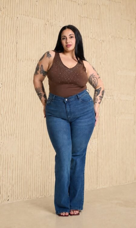 Oxford elastizado curvy azul - Ornellacurvy